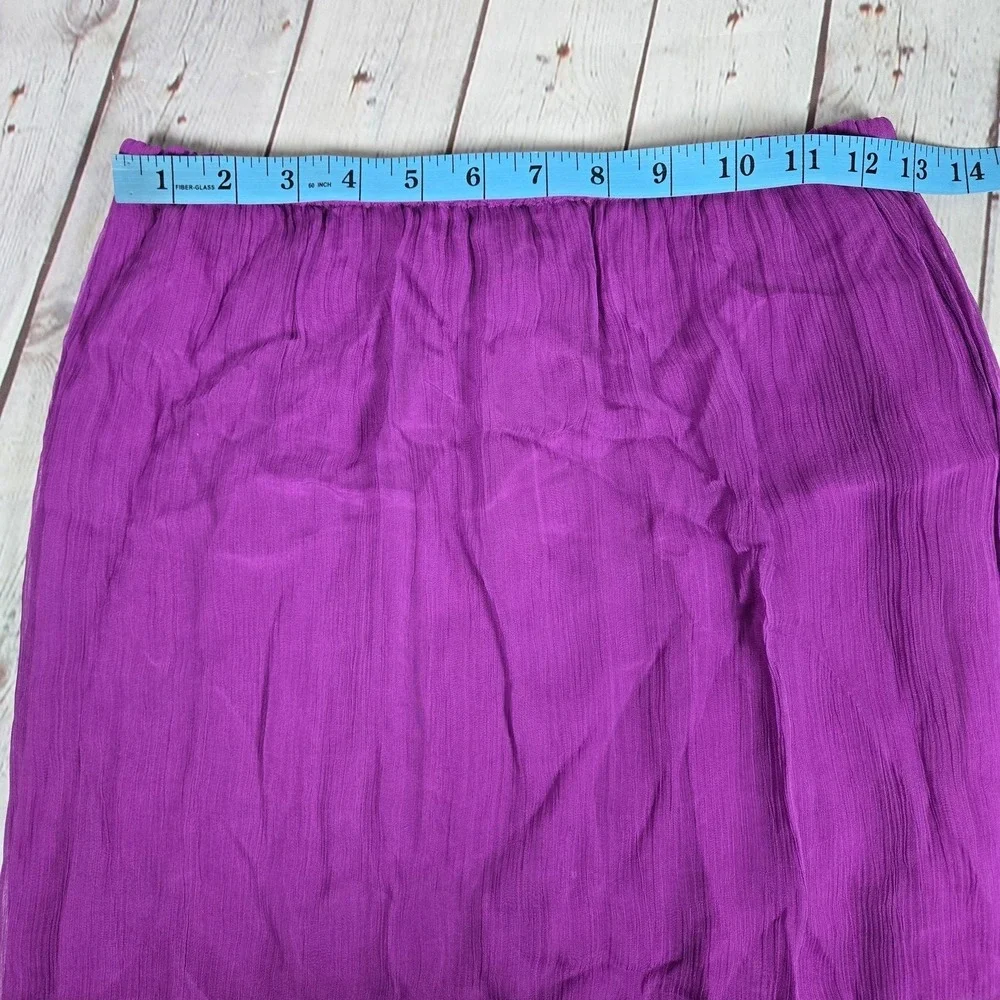 J. Crew Gwyneth‎ layered slip skirt crinkle chiffon Neon Vibrant Purple XXS NWT